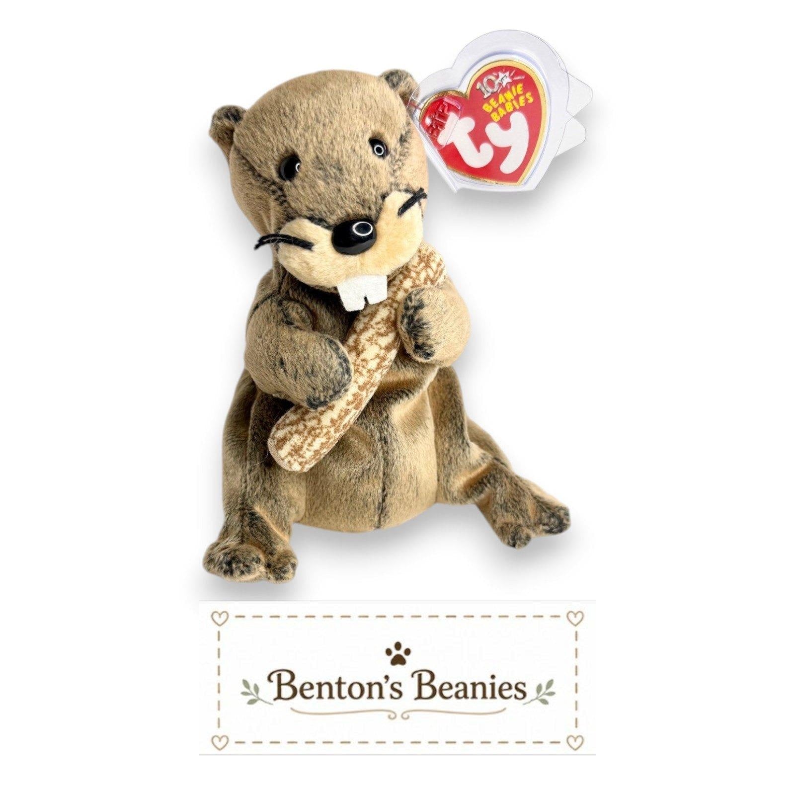 Lumberjack the Beaver Ty Beanie Baby | Bucky's Builder Pal | Mint Heart Tag