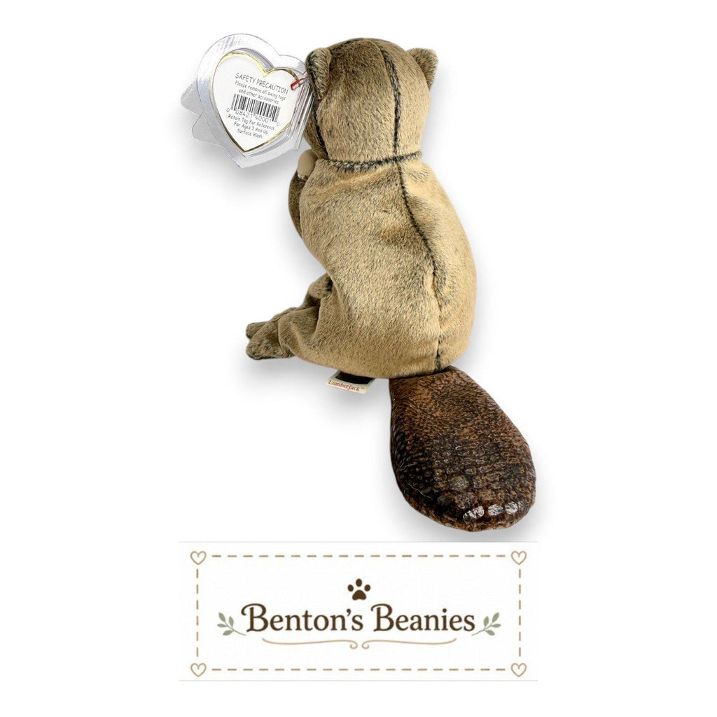 Lumberjack the Beaver Ty Beanie Baby | Bucky's Builder Pal | Mint Heart Tag
