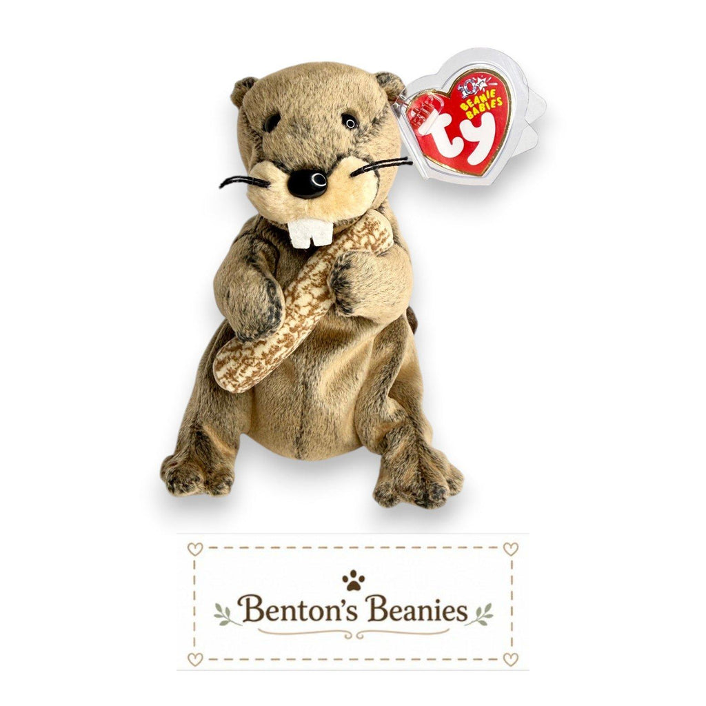 Lumberjack the Beaver Ty Beanie Baby | Bucky's Builder Pal | Mint Heart Tag