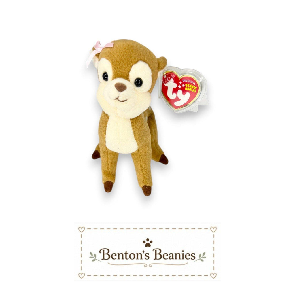 Honey the Deer Ty Beanie Baby | Pink Bow Forest Friend | Mint Heart Tag