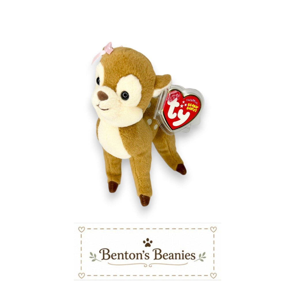 Honey the Deer Ty Beanie Baby | Pink Bow Forest Friend | Mint Heart Tag