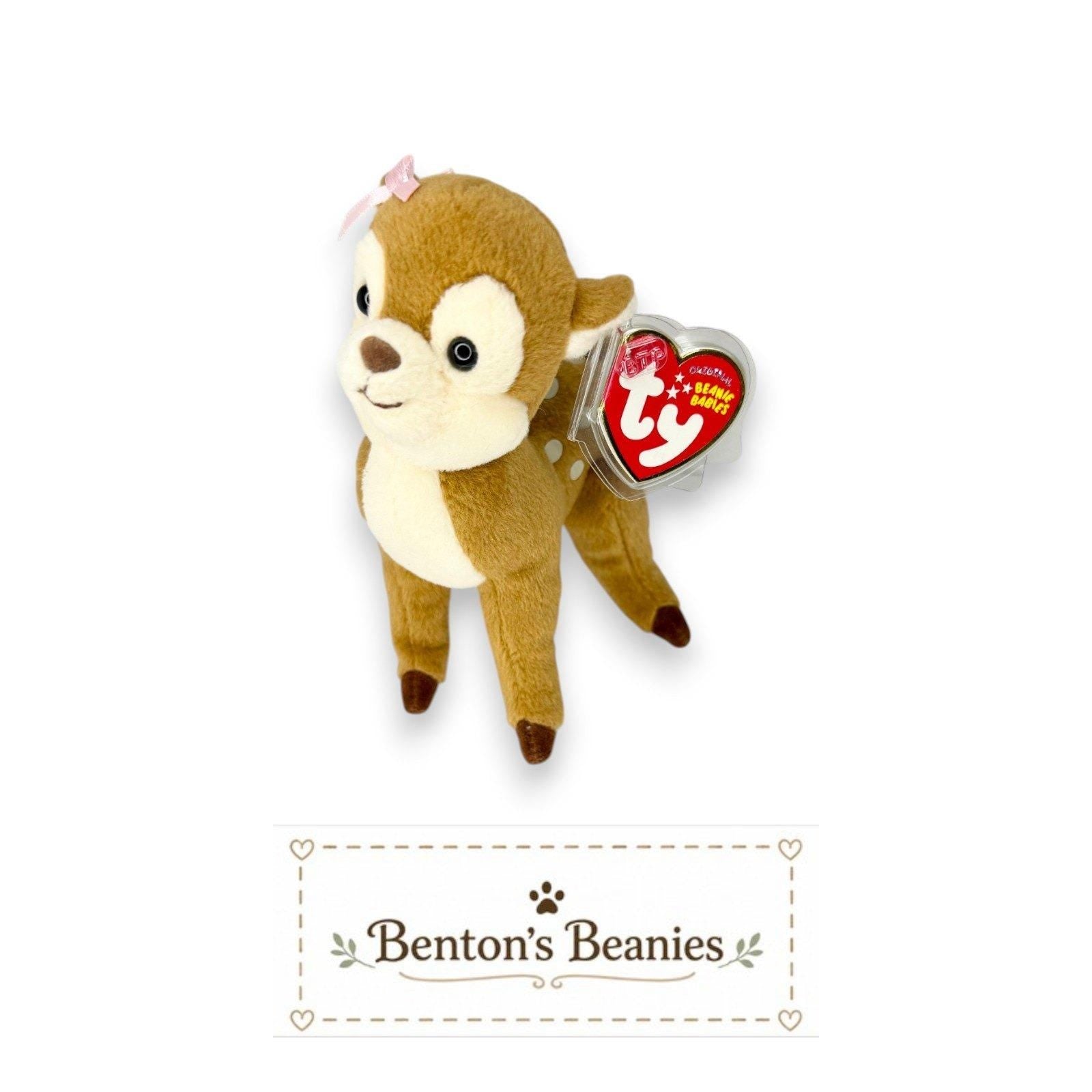 Honey the Deer Ty Beanie Baby | Pink Bow Forest Friend | Mint Heart Tag