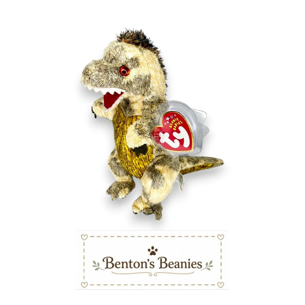 Toothy the T-Rex Ty Beanie Baby | Prehistoric Smiler | Mint Heart Tag