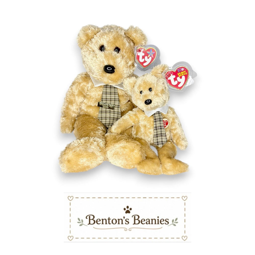 Dad-e the Bear Beanie Baby & Beanie Buddy | Classic Dad | Mint Heart Tags