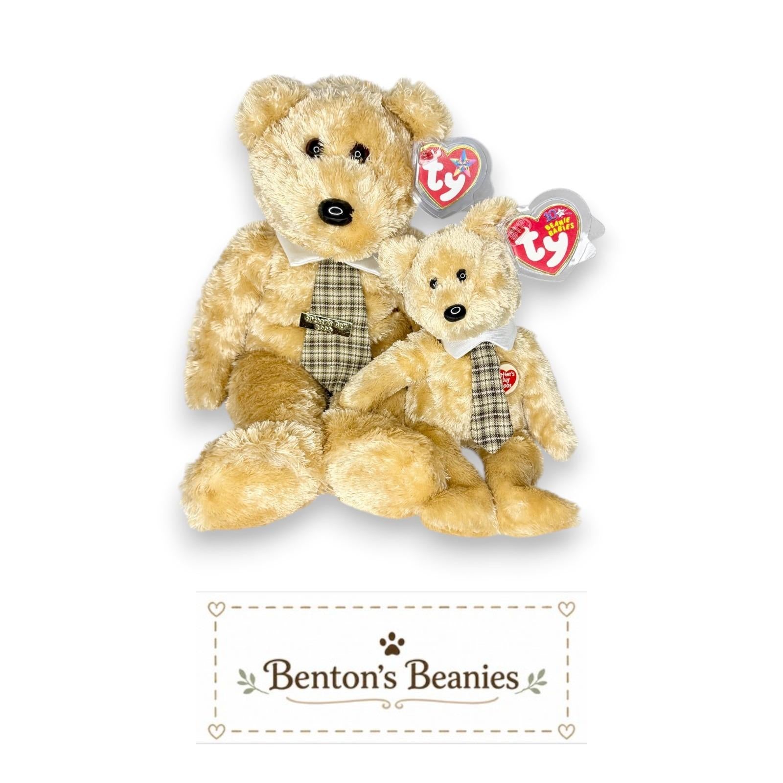 Dad-e the Bear Beanie Baby & Beanie Buddy | Classic Dad | Mint Heart Tags
