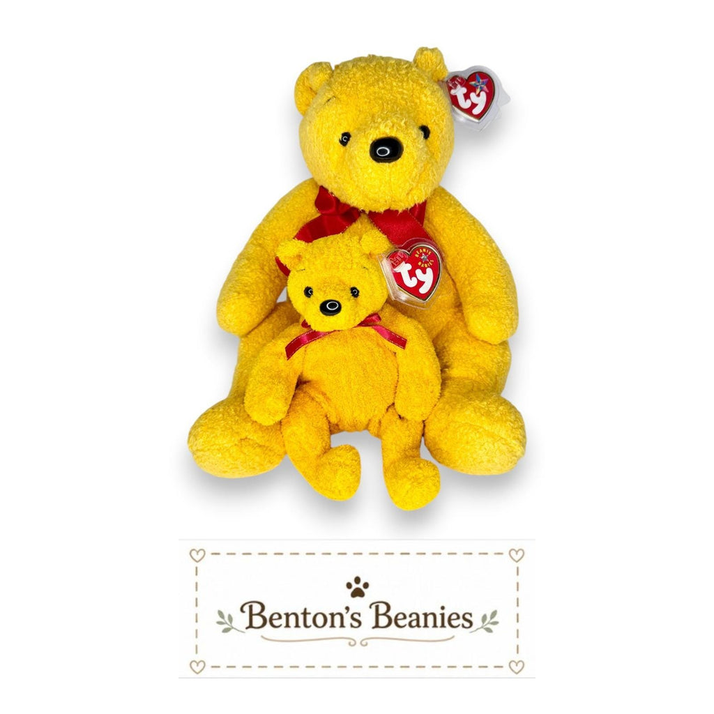 Poopsie the Bear Beanie Baby & Beanie Buddy | Honey Hugsy | Mint Heart Tags