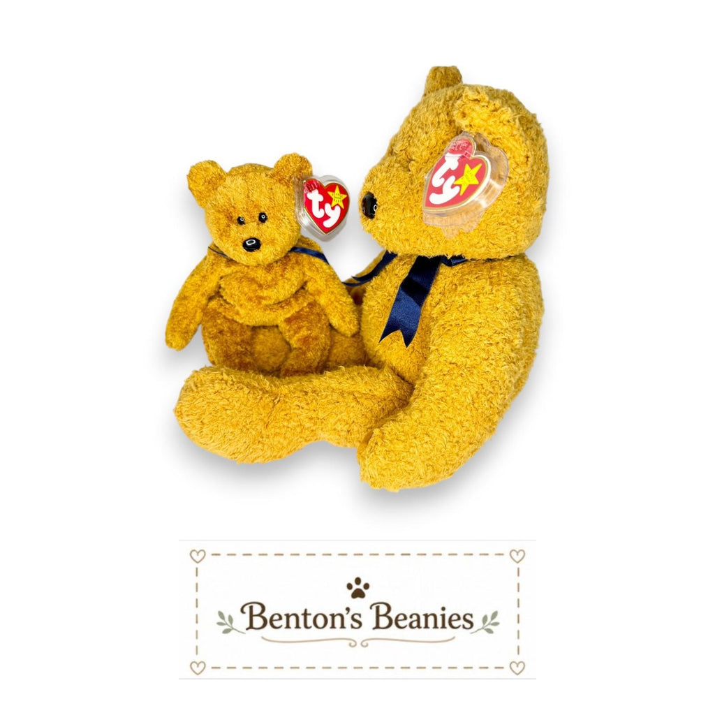 Fuzz the Bear Beanie Baby & Beanie Buddy | Cozy Classic | Mint Heart Tags