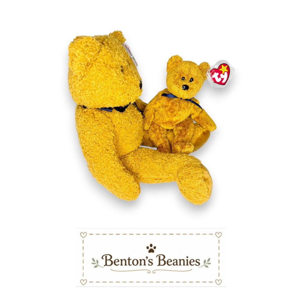 Fuzz the Bear Beanie Baby & Beanie Buddy | Cozy Classic | Mint Heart Tags
