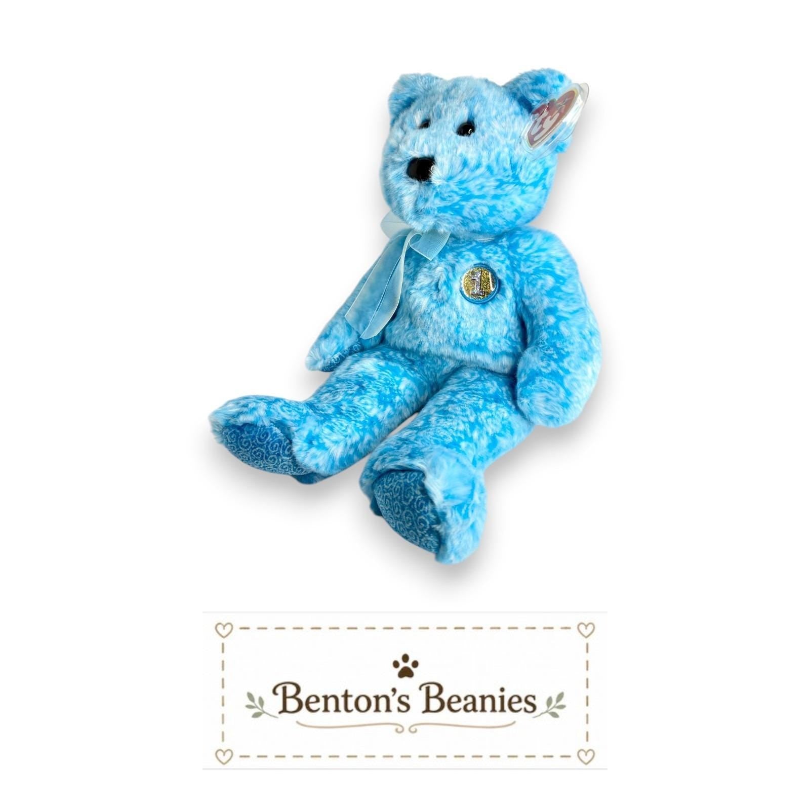 Classy the Bear Ty Beanie Buddy | Elegant Keepsake | Mint Heart Tag