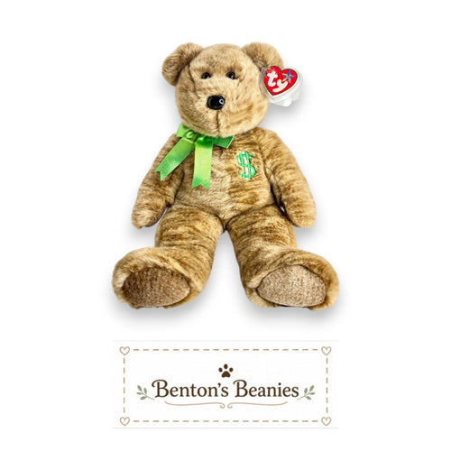 Billionaire the Bear Ty Beanie Buddy | Fortune Friend | Mint Heart Tag