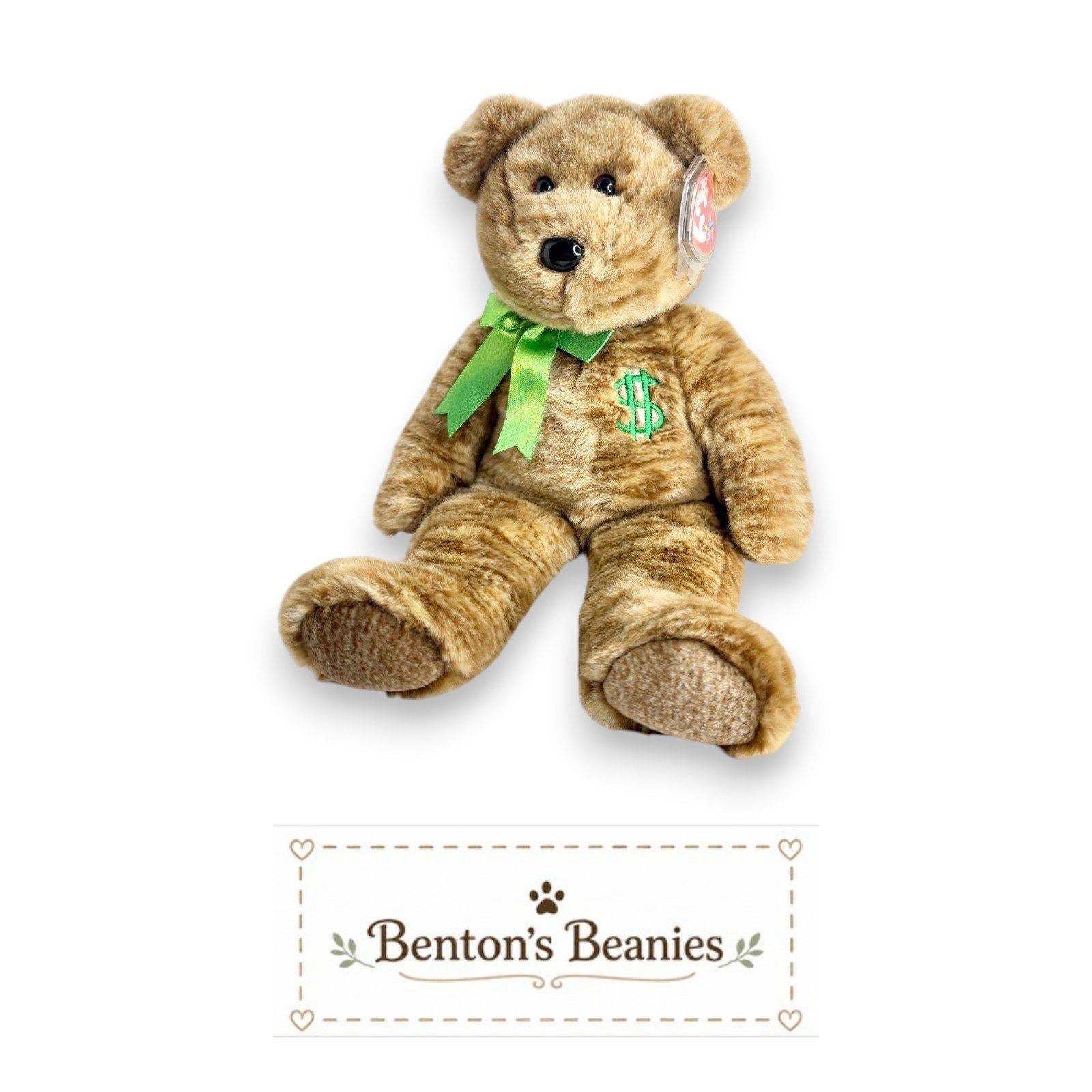 Billionaire the Bear Ty Beanie Buddy | Fortune Friend | Mint Heart Tag