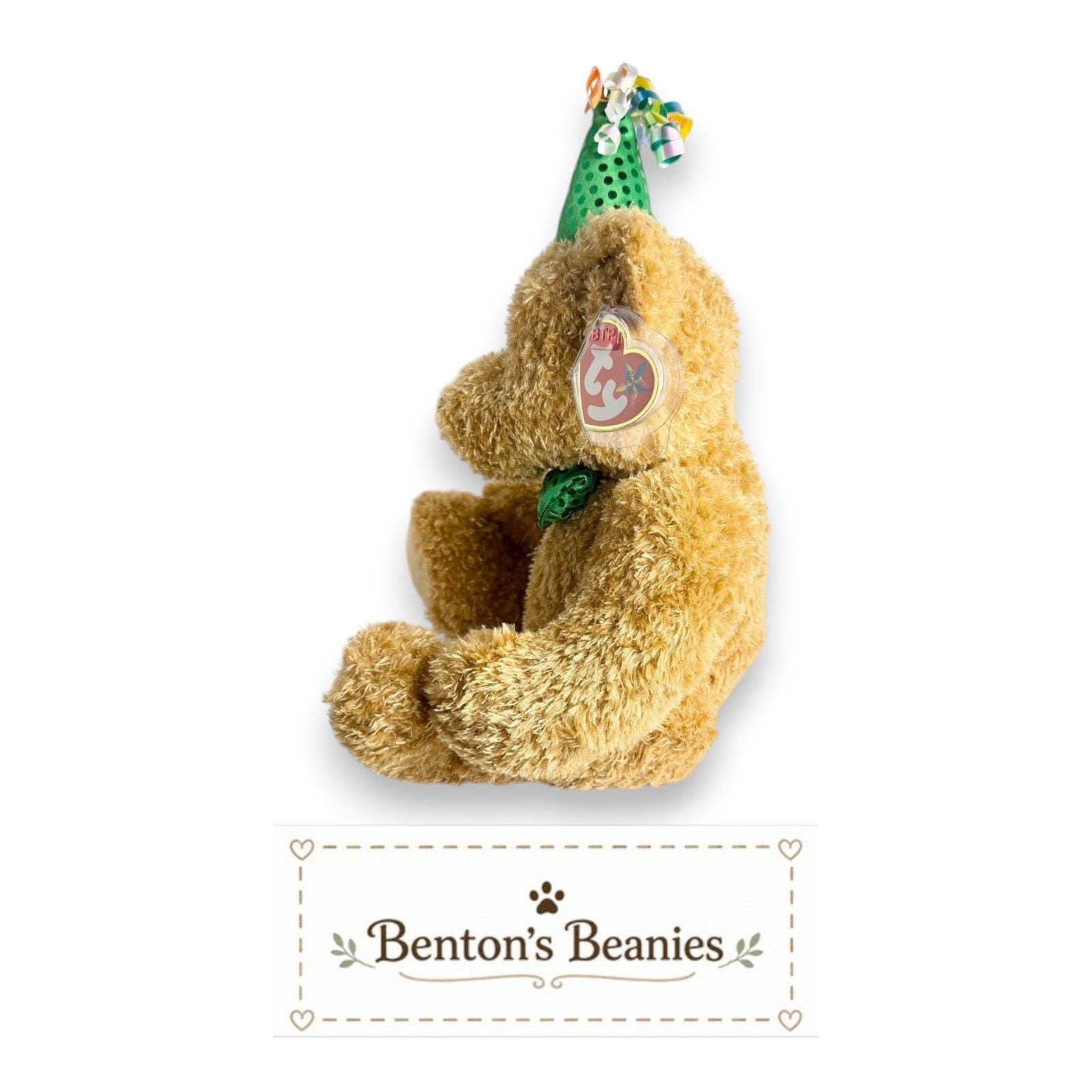 Happy Birthday Bear Ty Beanie Buddy | Green Birthday Cheer | Mint Heart Tag