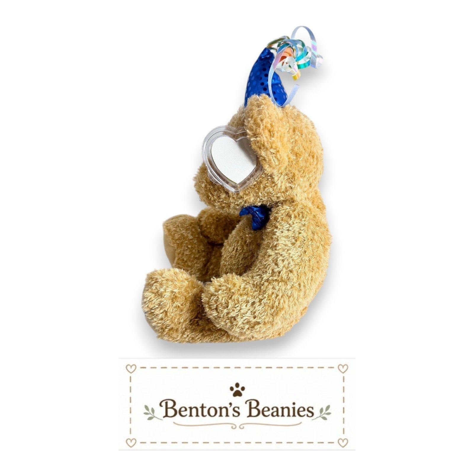 Happy Birthday Bear Ty Beanie Buddy | Blue Birthday Cheer | Mint Heart Tag