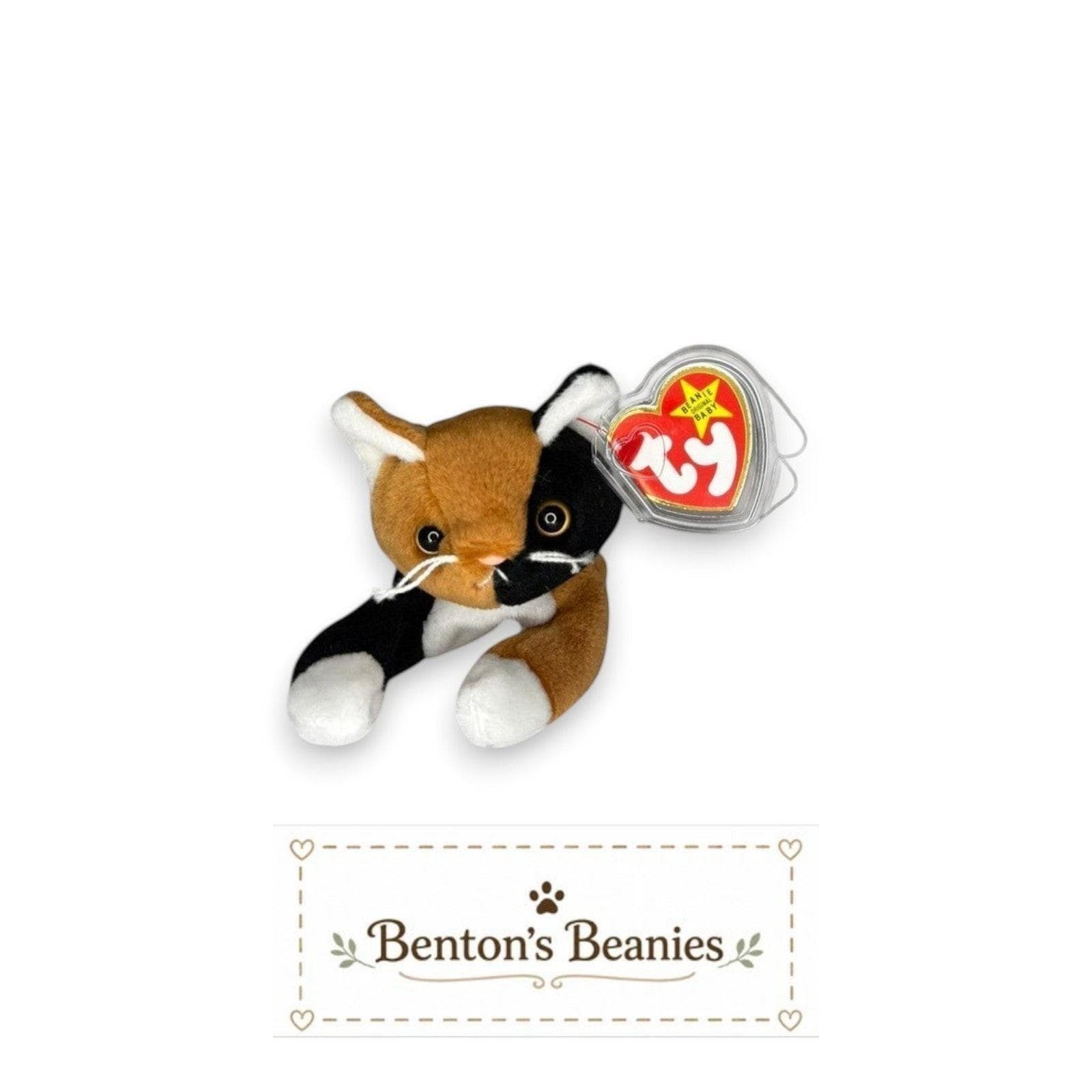 Chip the Cat Ty Beanie Baby | Curious Calico Companion | Mint Heart Tag