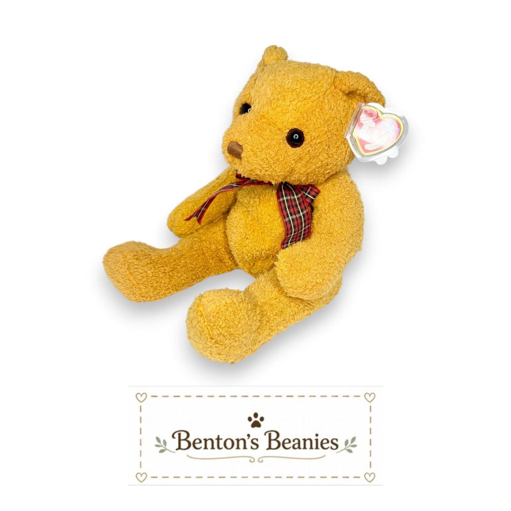 Woody the Bear Ty Beanie Buddy | Golden Teddy Treasure | Mint Heart Tag