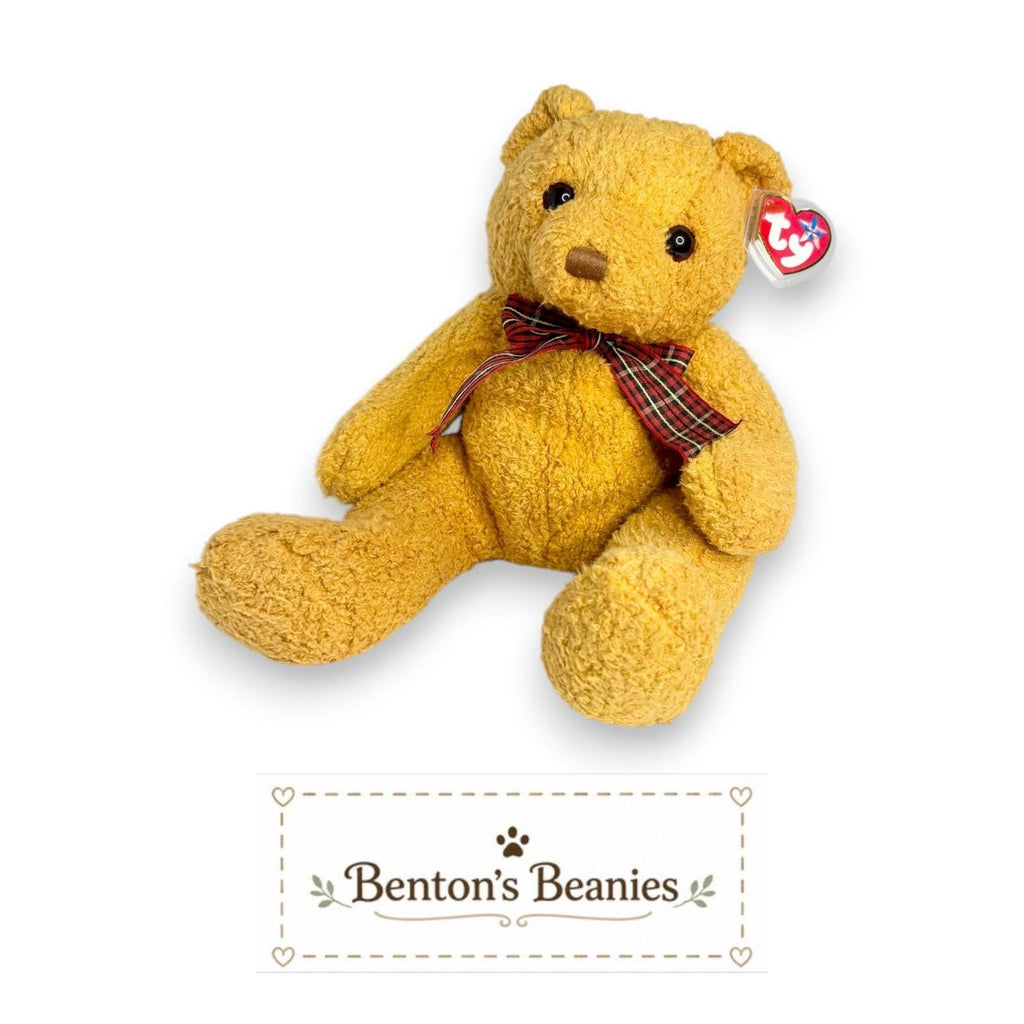 Woody the Bear Ty Beanie Buddy | Golden Teddy Treasure | Mint Heart Tag