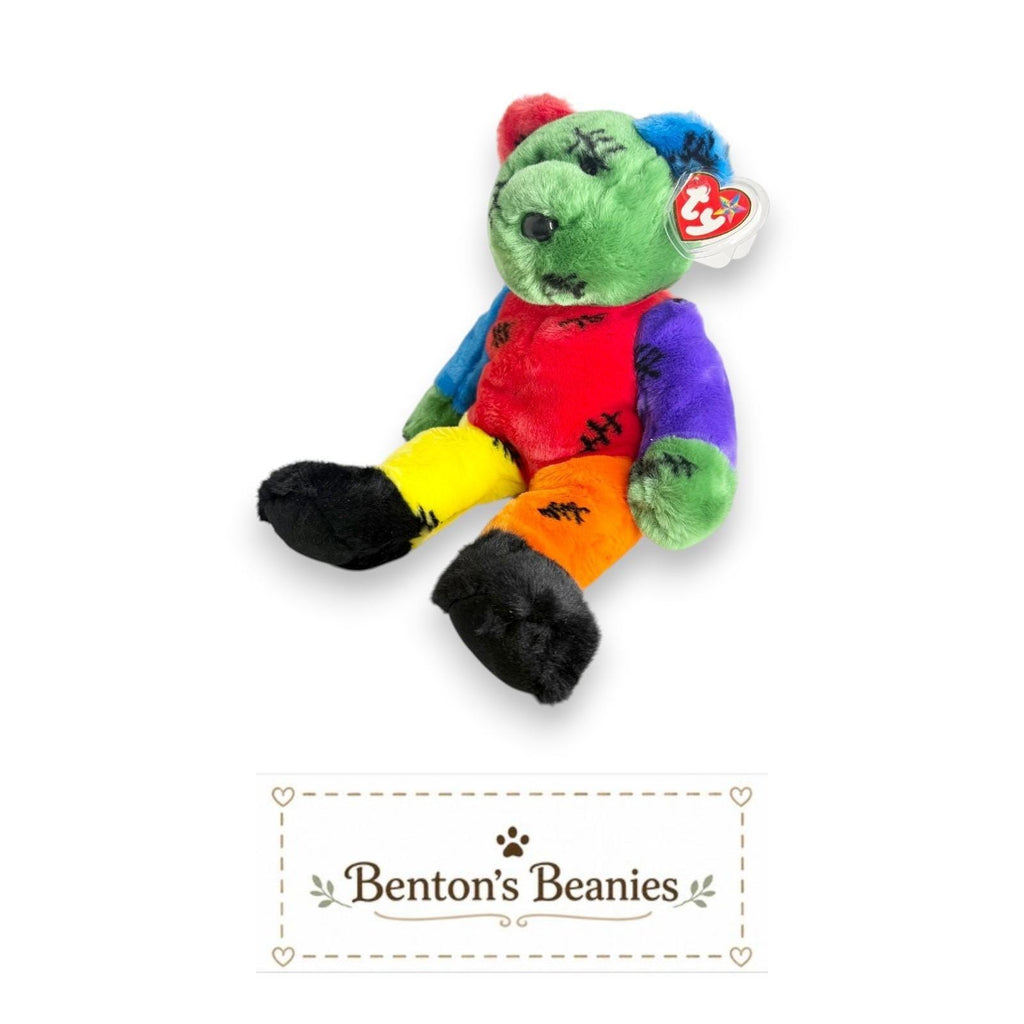 Frankenteddy Ty Beanie Buddy | Monster Mash Buddy | Mint Heart Tag