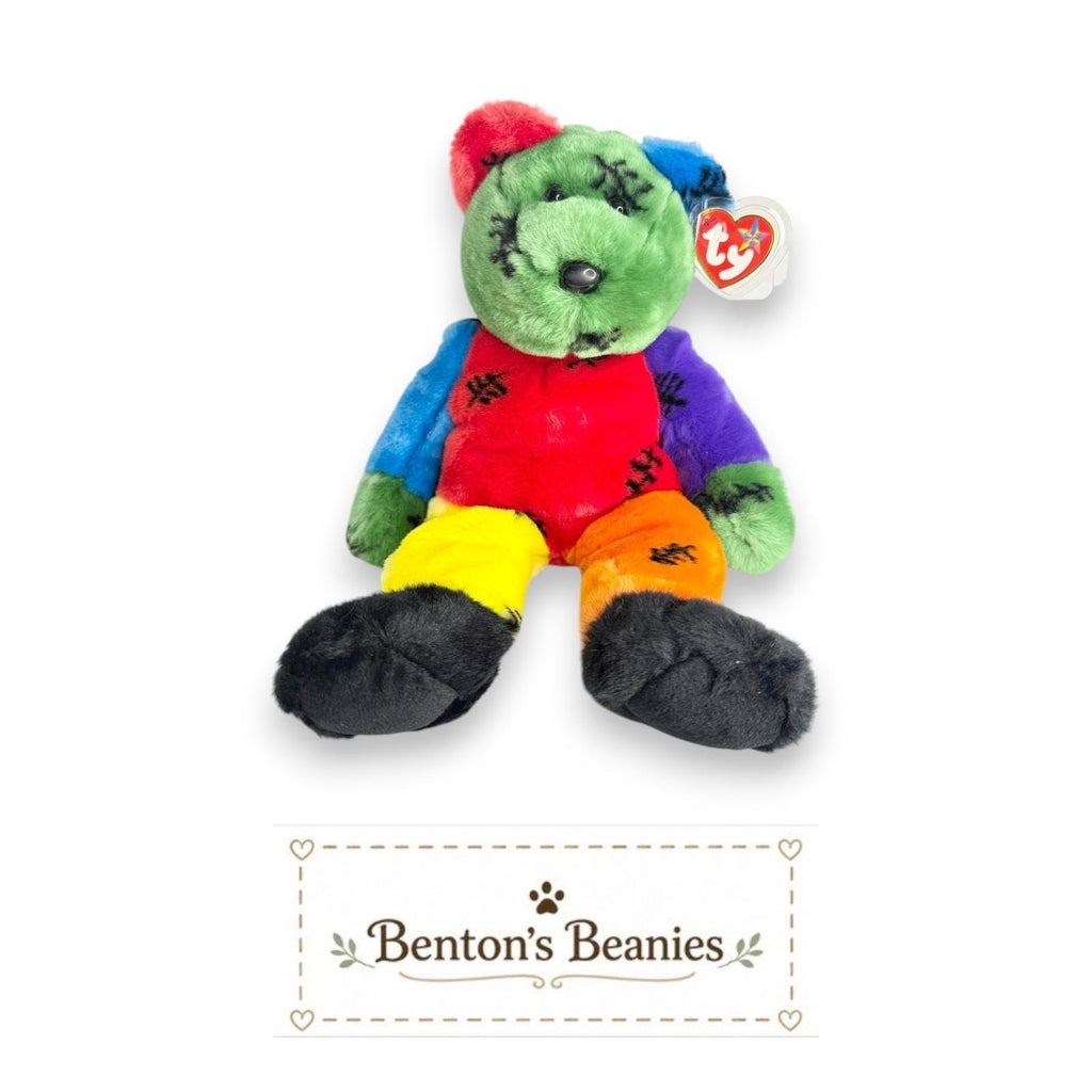 Frankenteddy Ty Beanie Buddy | Monster Mash Buddy | Mint Heart Tag