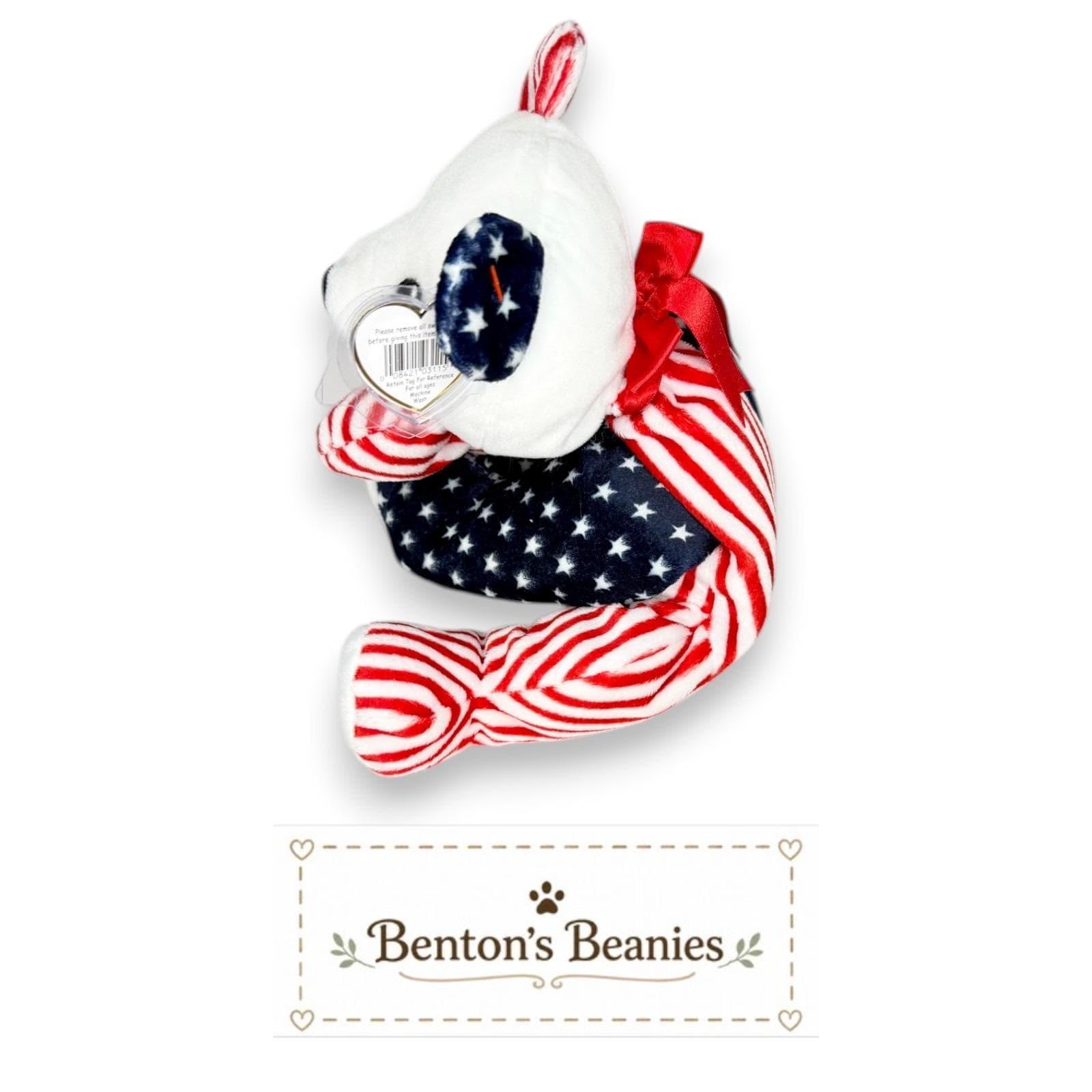 Sparkler the Bear Ty Pillow Pal | Stars & Snuggles | Mint Heart Tag