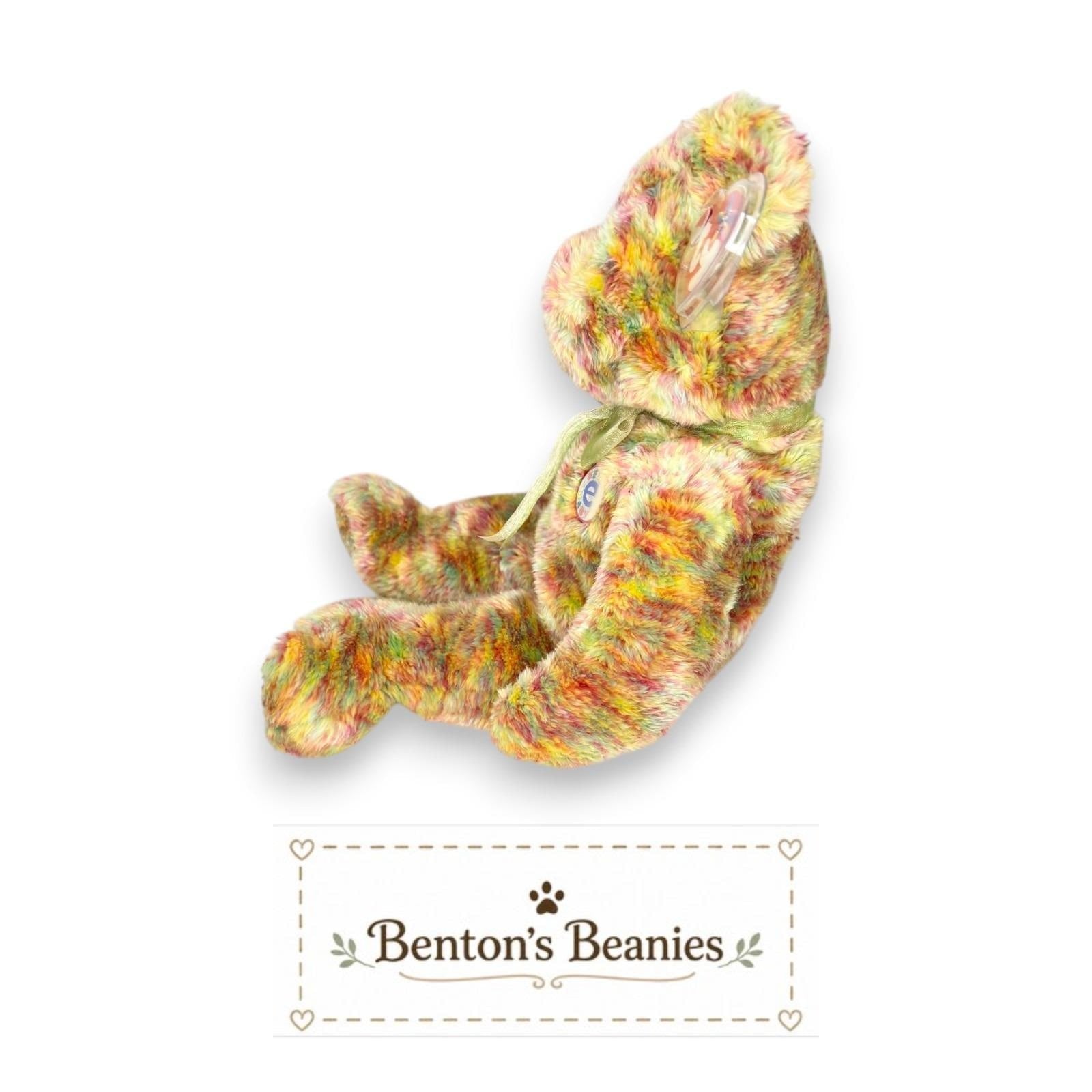 Speckles Bear Ty Beanie Buddy | Rainbow Swirl Sweetheart | Mint Heart Tag
