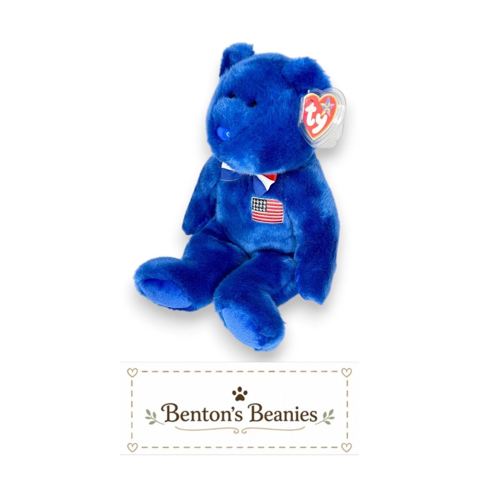 John the Bear Ty Beanie Buddy | Patriotic Pride Bear | Mint Heart Tag