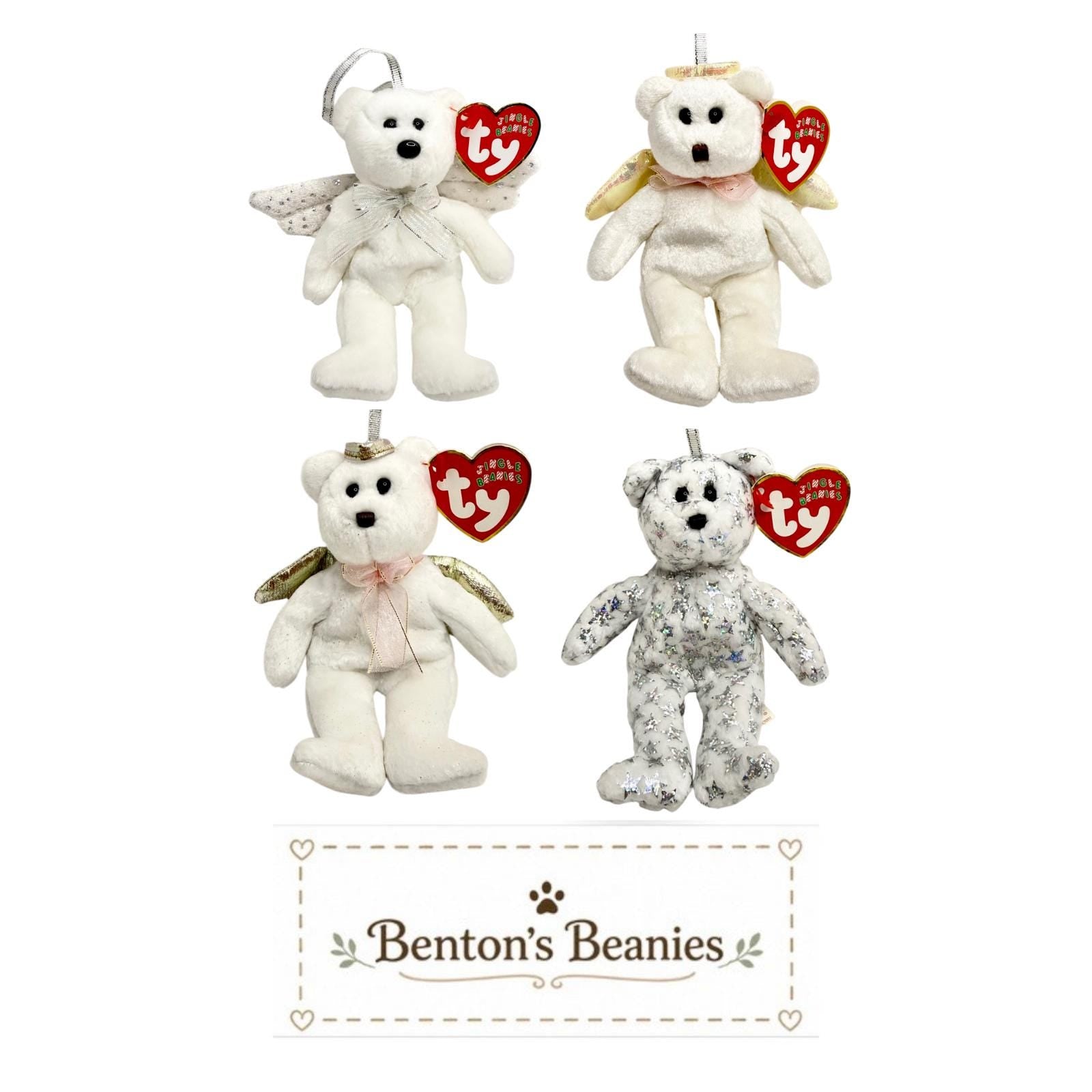 TY Jingle Beanies Collection | Heavenly Holiday Bears | Mint Heart Tags
