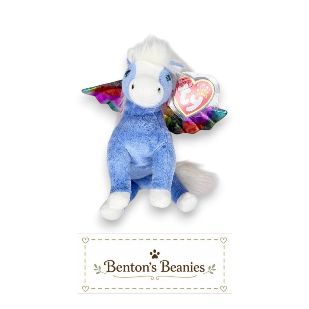 Pegasus the Winged Horse Ty Beanie Baby | Rainbow SkyRider | Mint Heart Tag