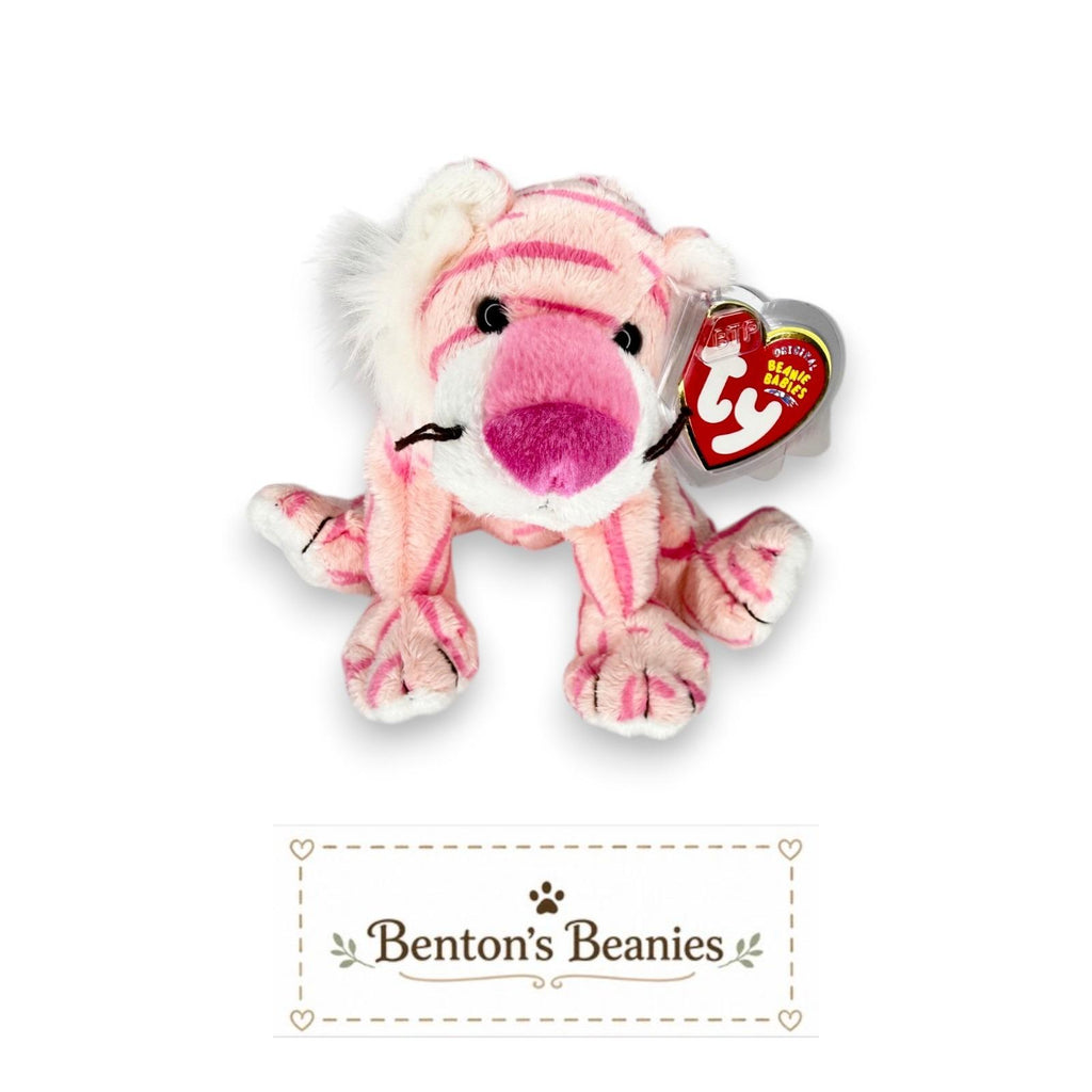 Mystique the Tiger Ty Beanie Baby | Pink Jungle Gem | Near Mint Heart Tag