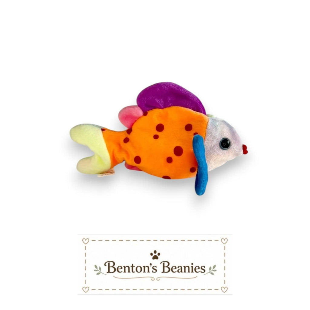 Lips the Fish Ty Beanie Baby | Neon Reef Drifter | Mint Heart Tag