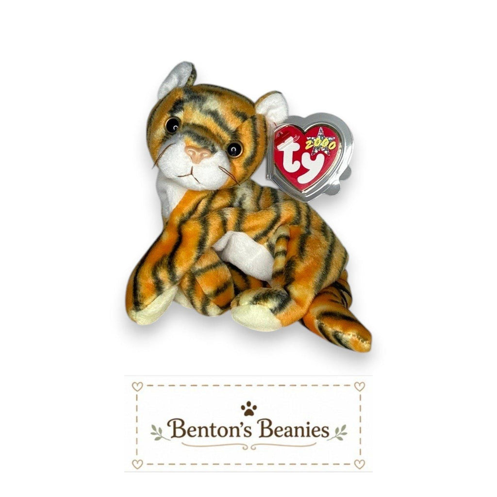 India the Tiger Ty Beanie Baby | Striped Safari Star | Mint Heart Tag