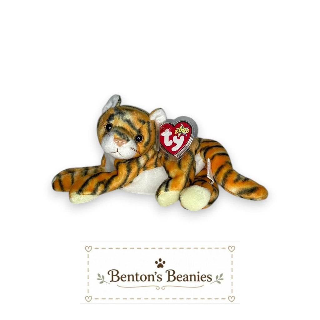 India the Tiger Ty Beanie Baby | Striped Safari Star | Mint Heart Tag