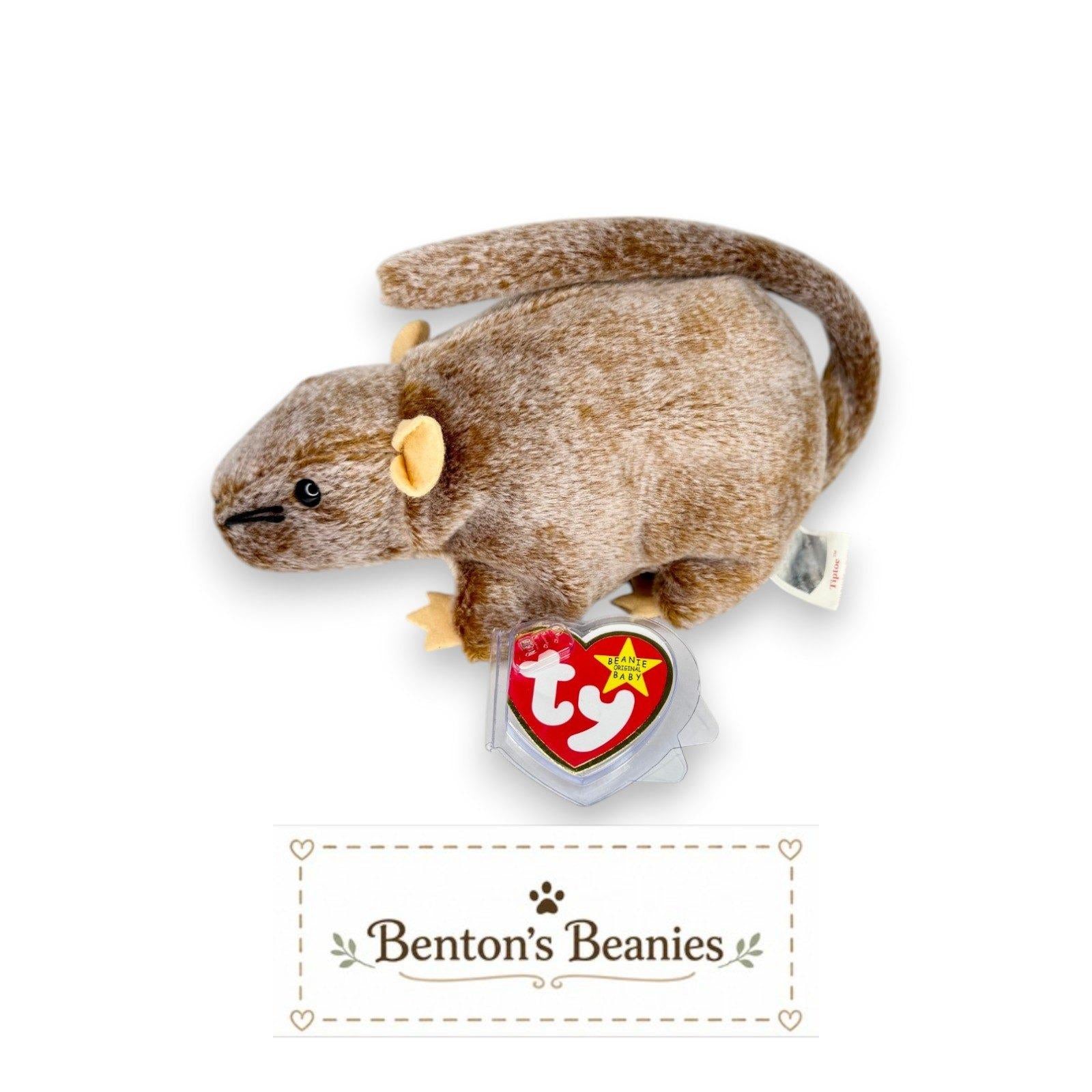 Tiptoe the Mouse Ty Beanie Baby | Tiny Trailblazer | Mint Heart Tag