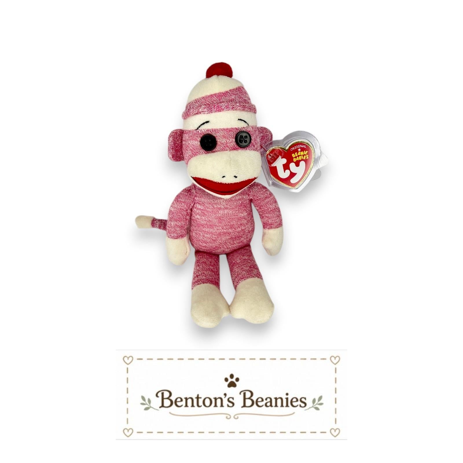 Socks the Sock Monkey Ty Beanie Baby | Classic Sock Pal | Mint Heart Tag