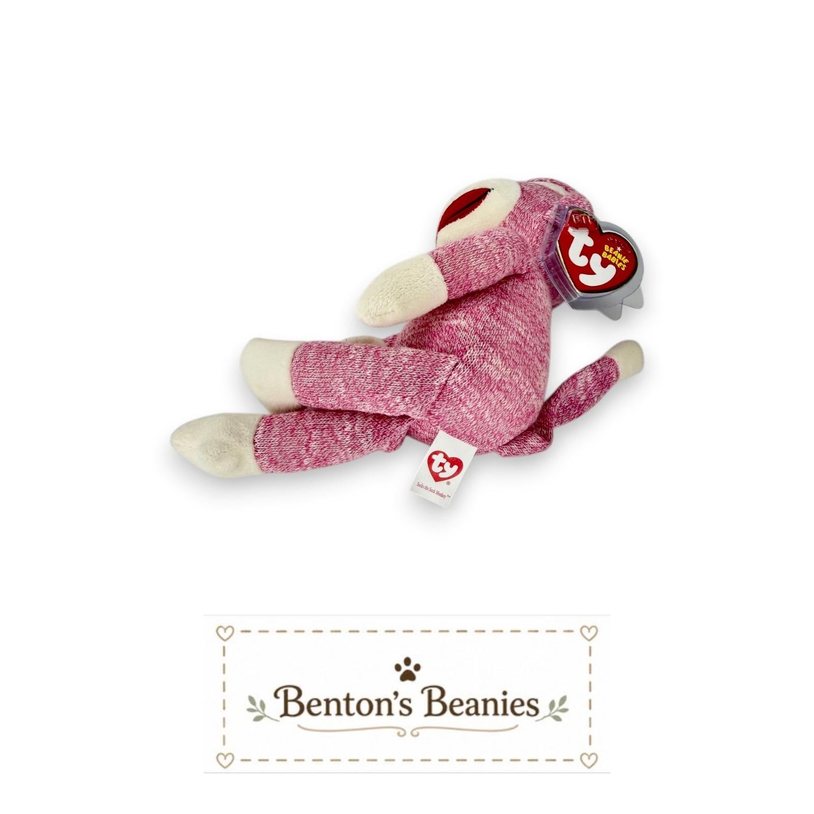 Socks the Sock Monkey Ty Beanie Baby | Classic Sock Pal | Mint Heart Tag