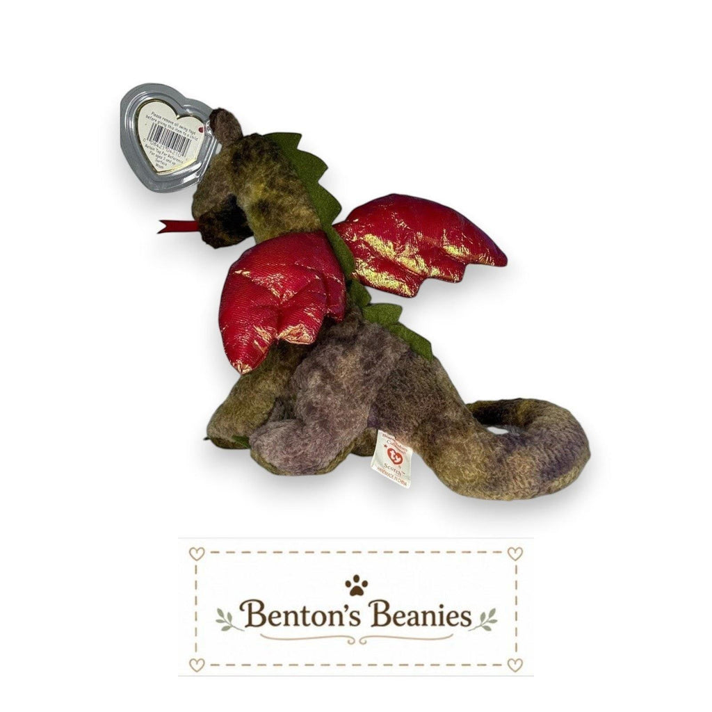 Scorch the Dragon Ty Beanie Baby | Mythical Fire Wings | Mint Heart Tag