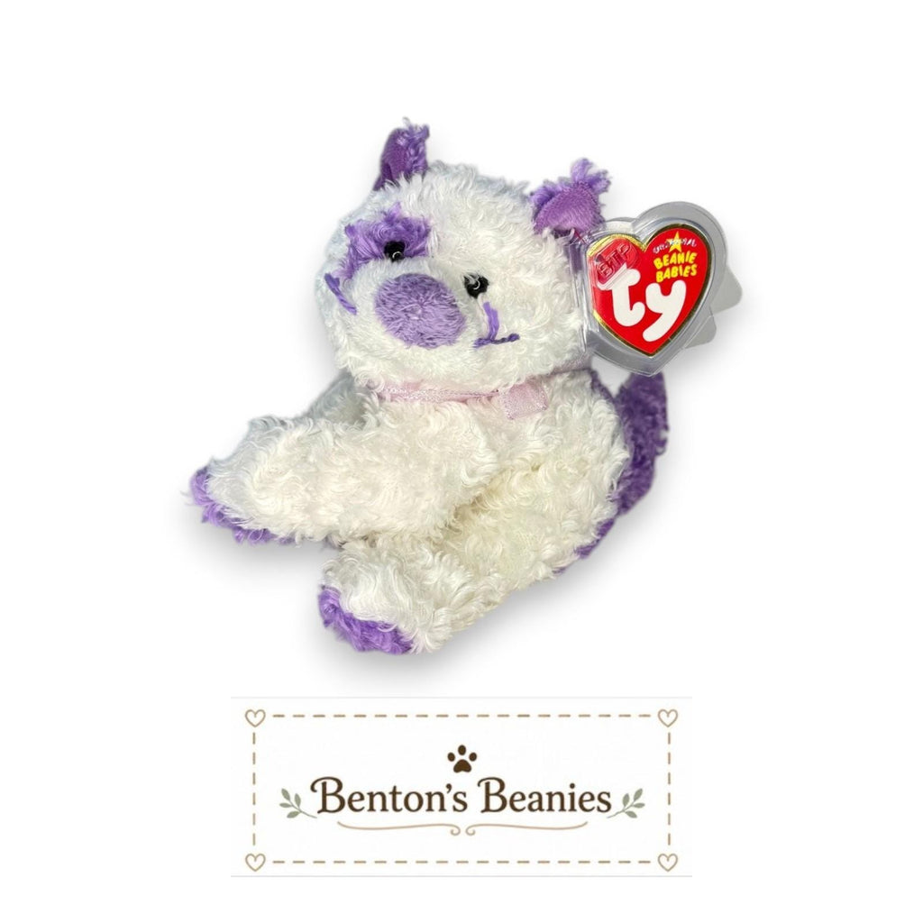Violetta the Cat Ty Beanie Baby | Lavender Kitty Charm | Mint Heart Tag