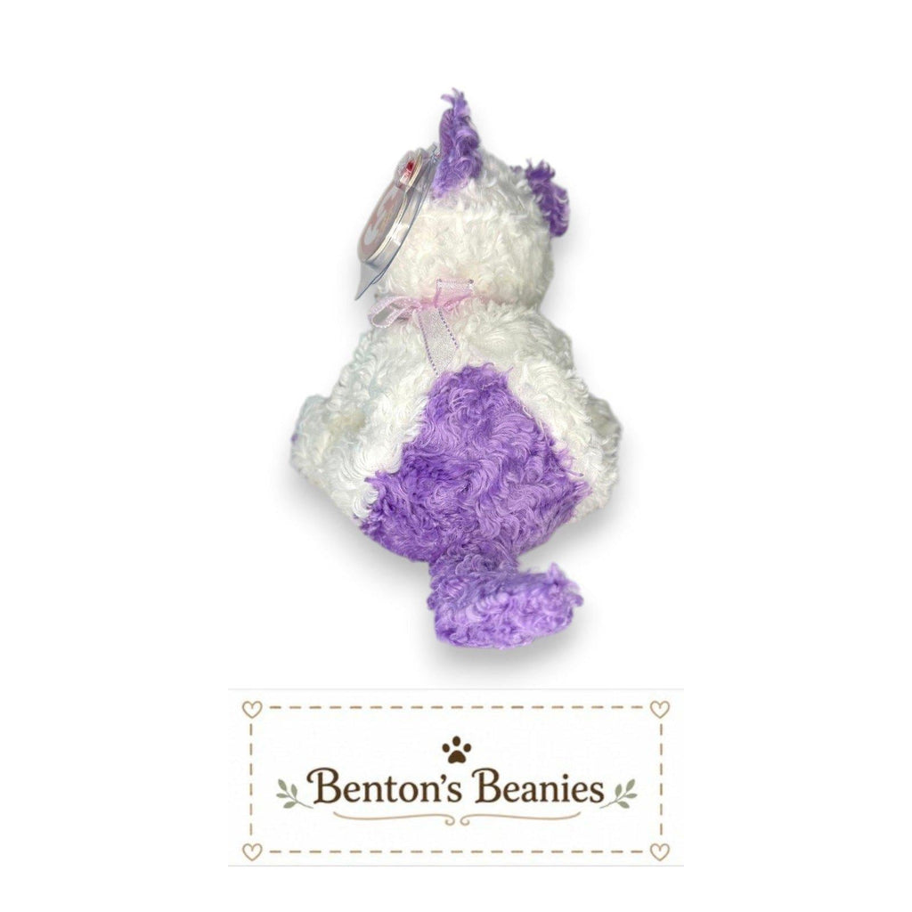 Violetta the Cat Ty Beanie Baby | Lavender Kitty Charm | Mint Heart Tag