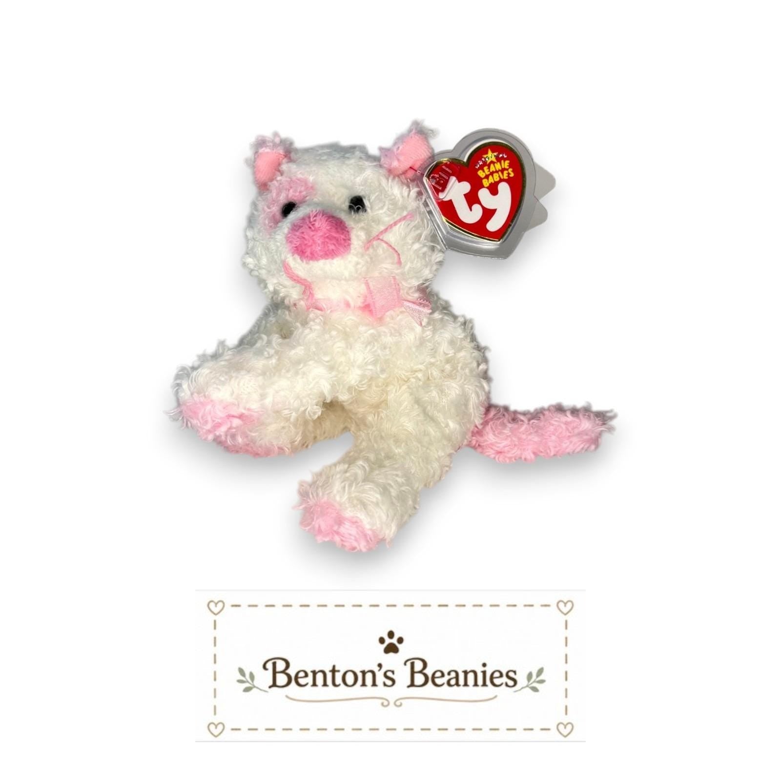 Pinkerton the Cat Ty Beanie Baby | Blushing Kitty Pal | Mint Heart Tag
