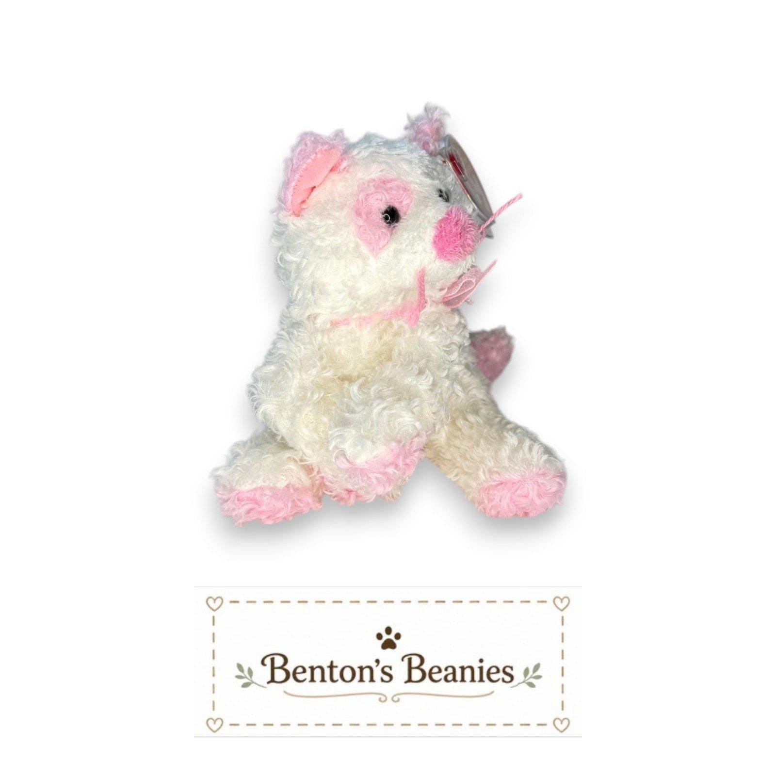 Pinkerton the Cat Ty Beanie Baby | Blushing Kitty Pal | Mint Heart Tag