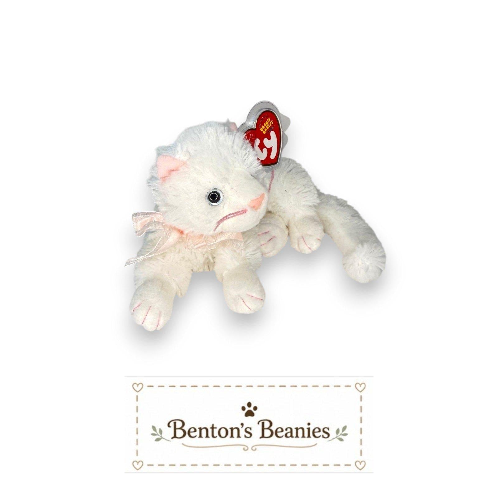 Bianca the Cat Ty Beanie Baby | Pretty Pink Whiskers | Mint Heart Tag