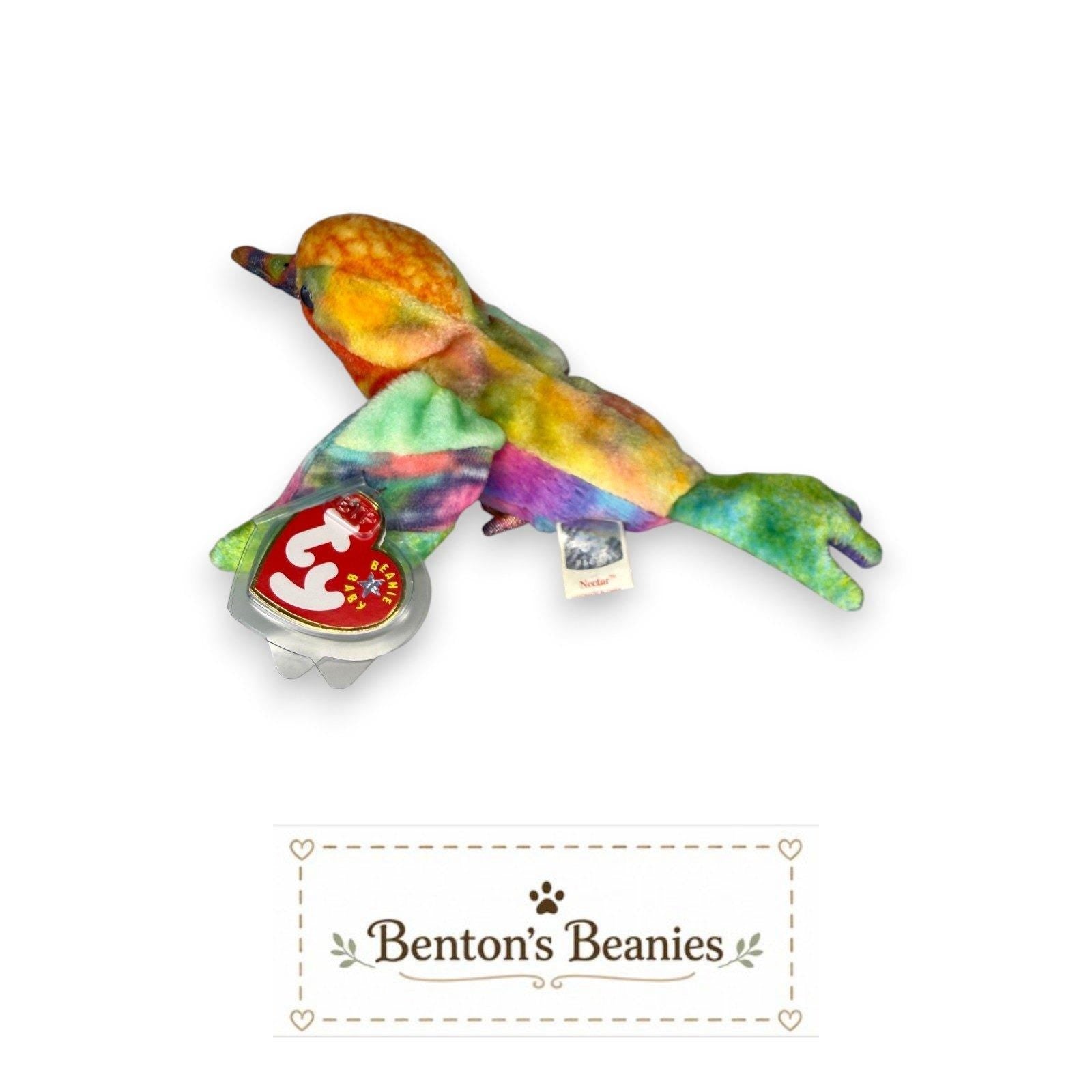 Nectar the Hummingbird Ty Beanie Baby | Rainbow Jewel | Mint Heart Tag