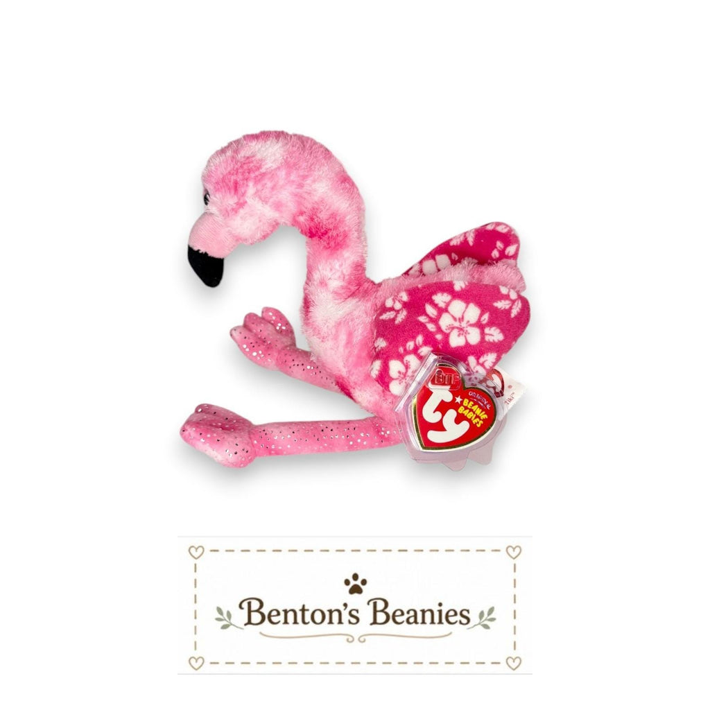 Tiki the Flamingo Ty Beanie Baby | Tropical Pinky Pal | Mint Heart Tag