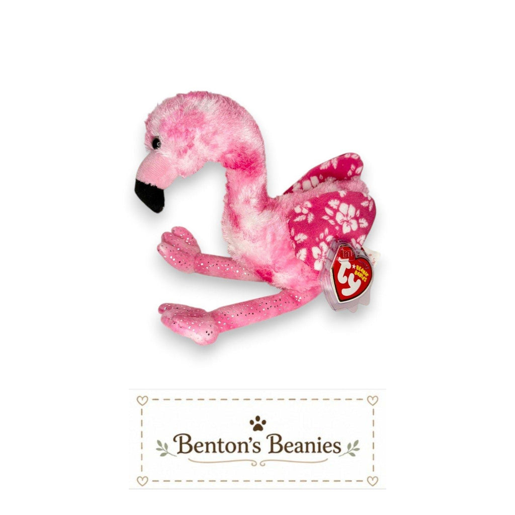 Tiki the Flamingo Ty Beanie Baby | Tropical Pinky Pal | Mint Heart Tag