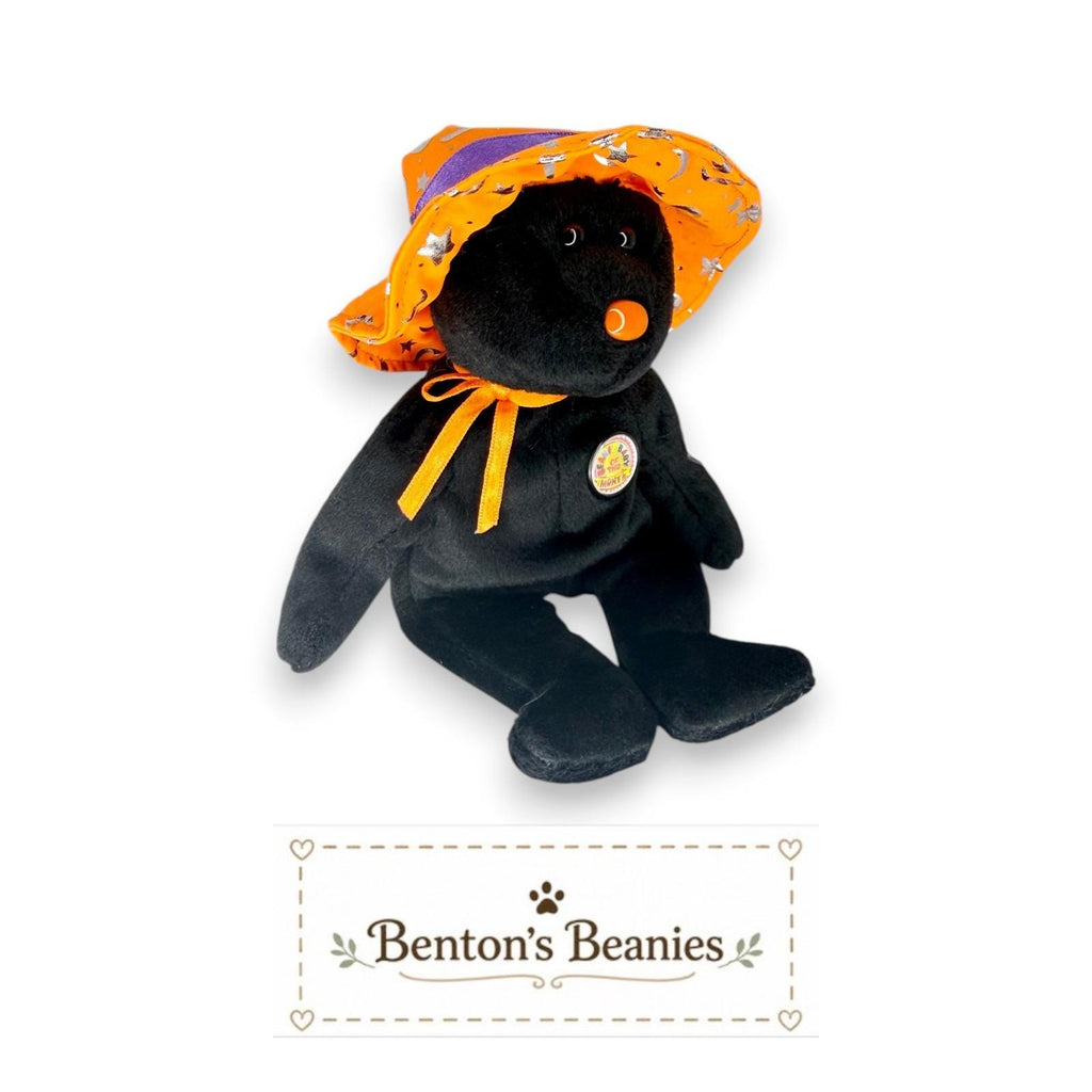 Pocus the Bear Ty Beanie Baby | Neon Halloween Witch | Mint Heart Tag