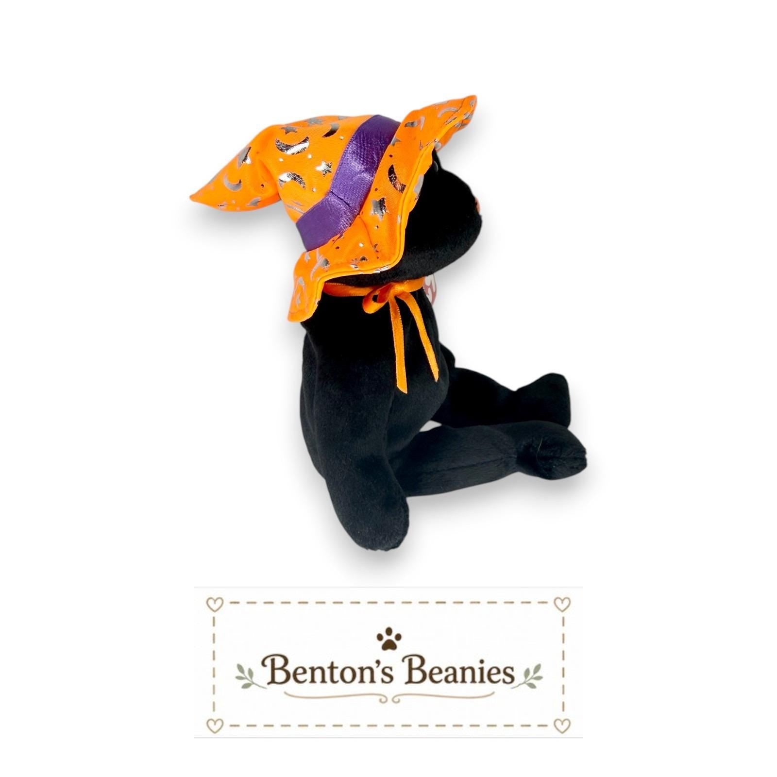 Pocus the Bear Ty Beanie Baby | Neon Halloween Witch | Mint Heart Tag