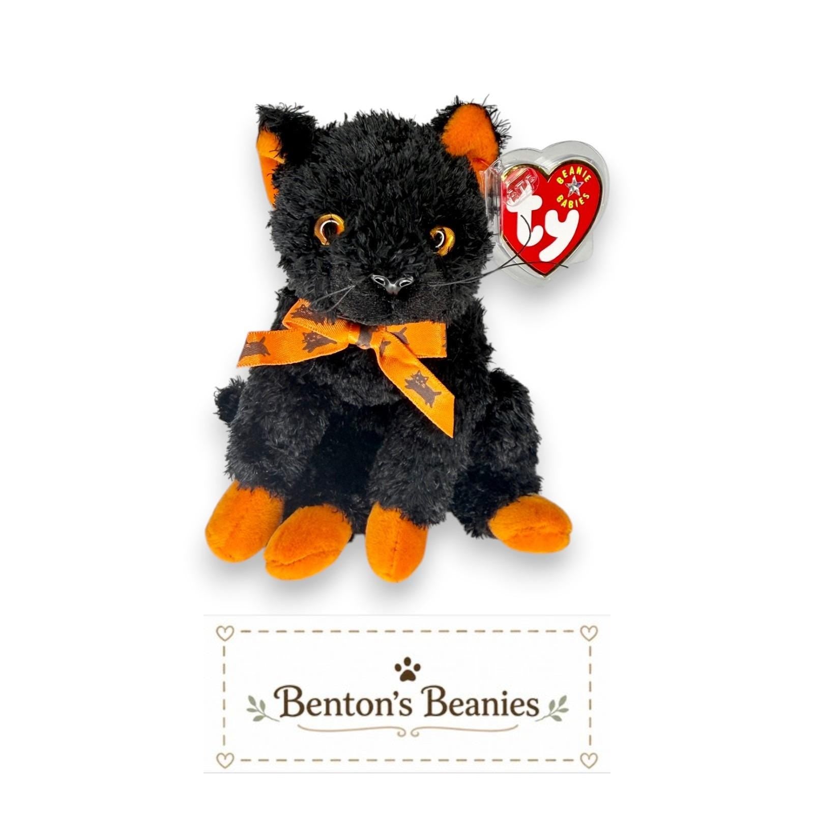 Fraidy the Cat Ty Beanie Baby | Halloween Kitty | Mint Heart Tag