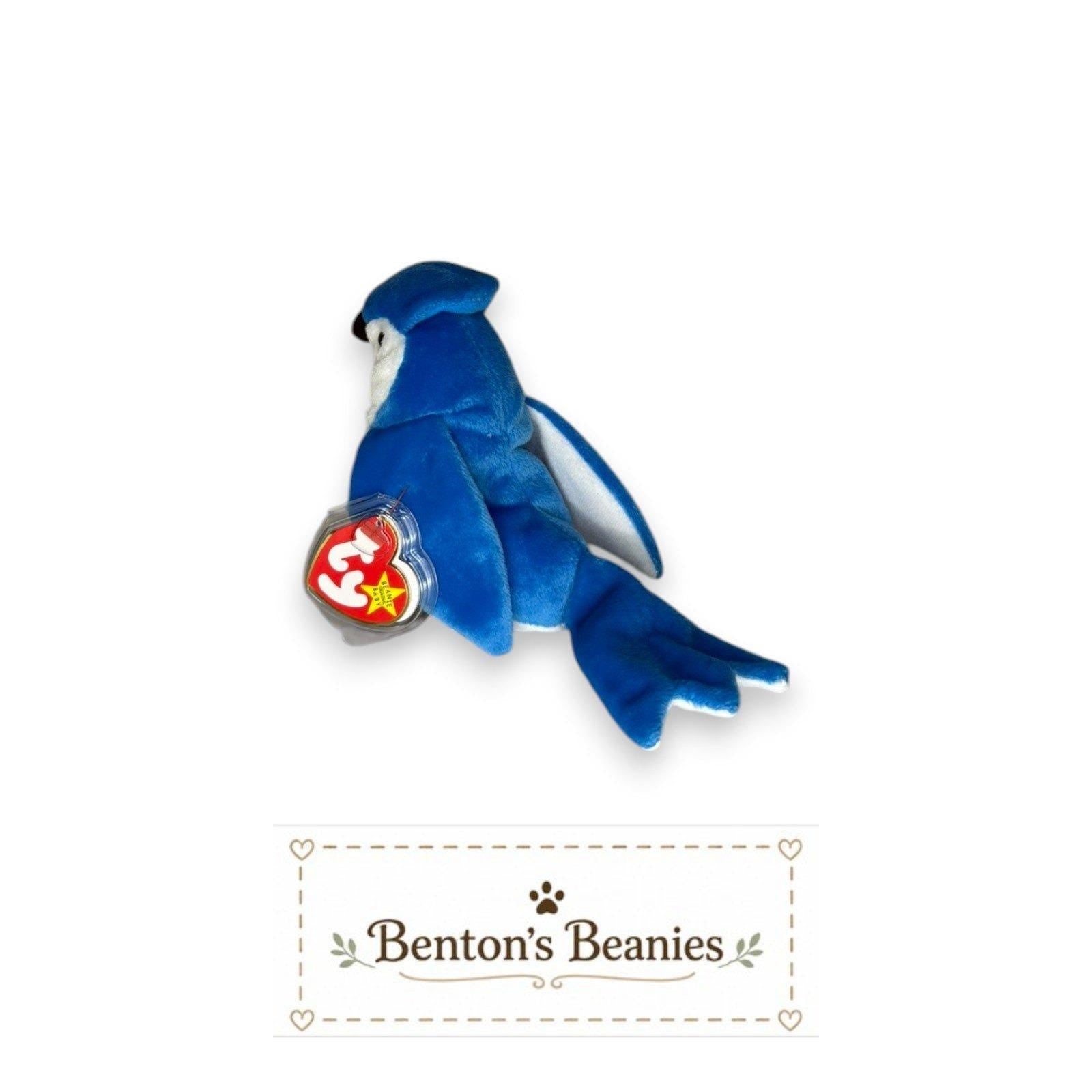 Rocket the Blue Jay Ty Beanie Baby | Backyard Birdwatcher | Mint Heart Tag