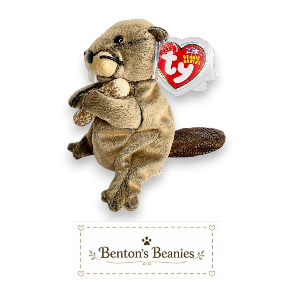 Lumberjack the Beaver Ty Beanie Baby | Bucky's Builder Pal | Mint Heart Tag