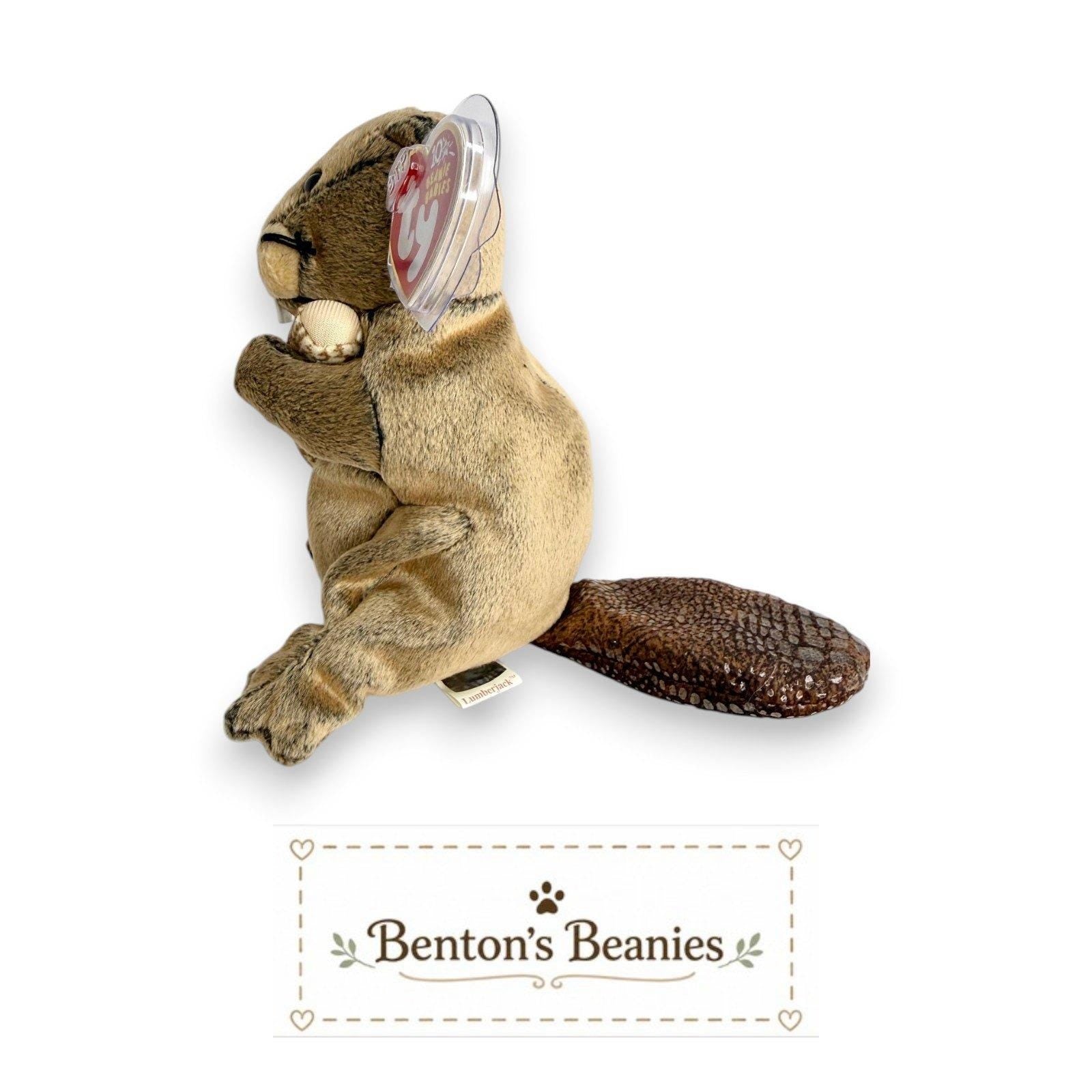 Lumberjack the Beaver Ty Beanie Baby | Bucky's Builder Pal | Mint Heart Tag