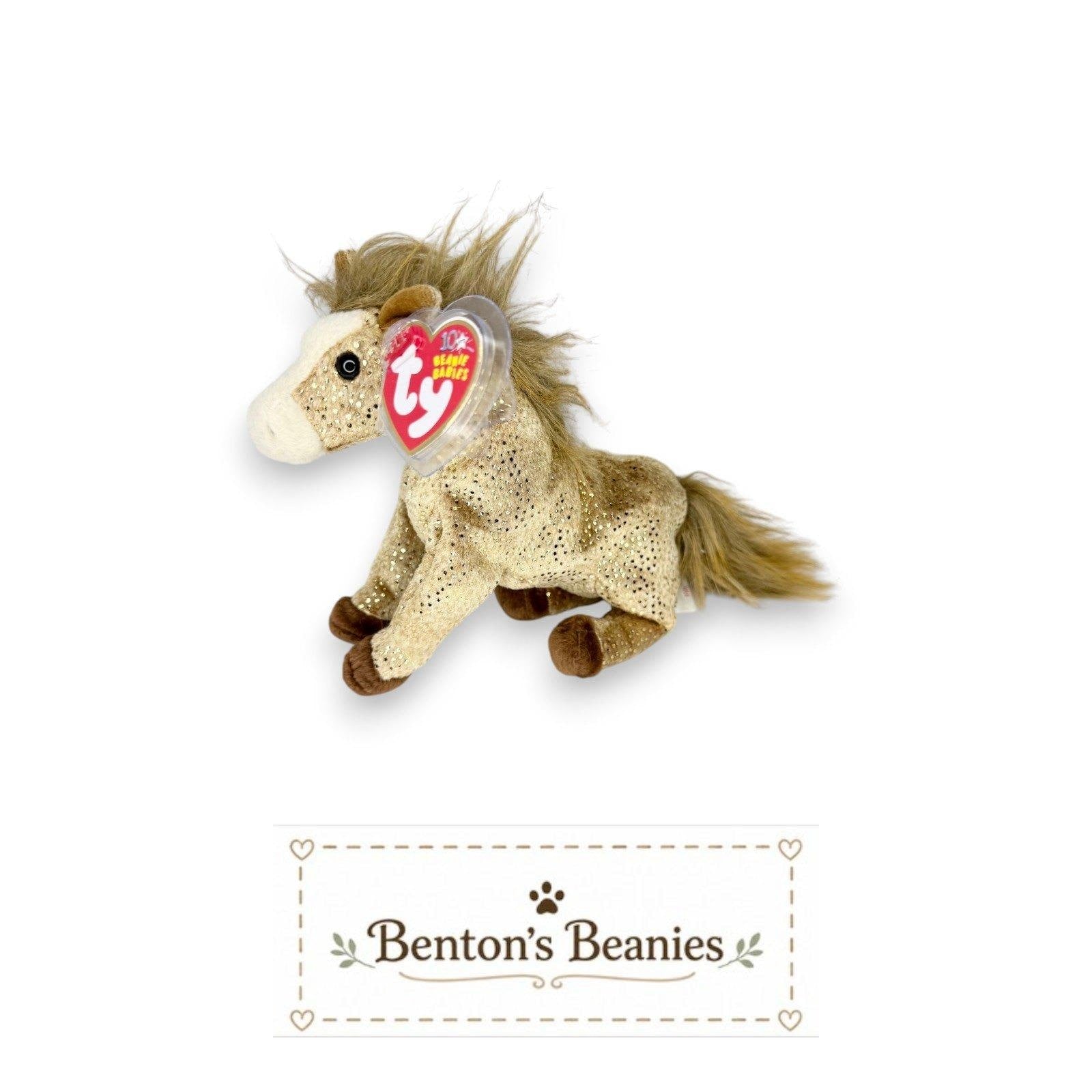 Filly the Horse Ty Beanie Baby | Golden Meadow Friend | Mint Heart Tag